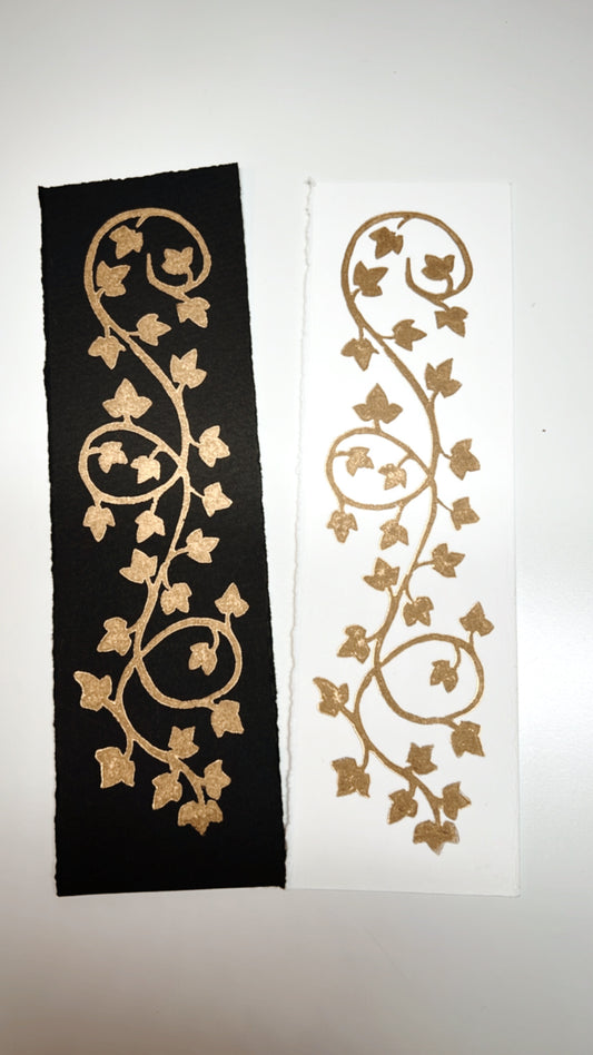 Golden Ivy Original Lino Print Bookmark